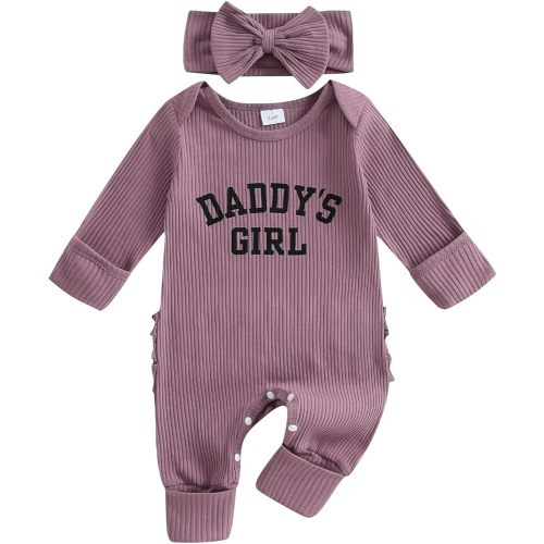 Newborn Girl Clothes Baby Girl Coming Home Outfit Zipper One-piece Outfits Ruffle Footie Bodysuit Jumpsuit Headband