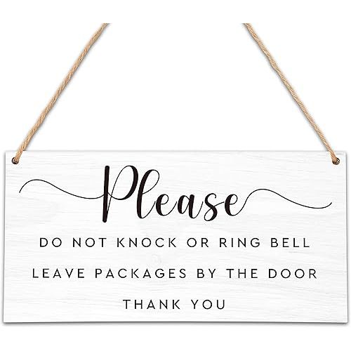 No Soliciting Warning Reminder Plaque, Please Do Not Knock Or Ring Doorbell - Baby Sleeping Sign for Front Door, Home Office Door Wall Hanging Decoration -HC01