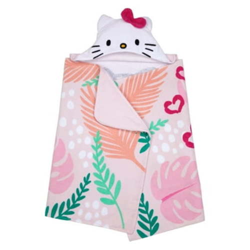 Sanrio Hello Kitty Kids Cotton Hooded Towel for Bath, Beach Wrap