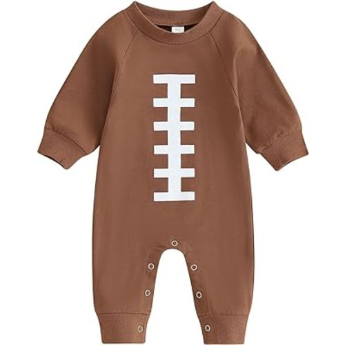 BULINGNA Newborn Infant Baby Boy Girl Football Jumpsuit Long Sleeve Onesie Romper Playsuit Fall One Piece Outfit
