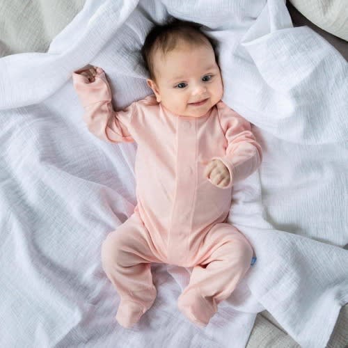coral pink organic cotton magnetic parent favorite footie – Magnetic Me