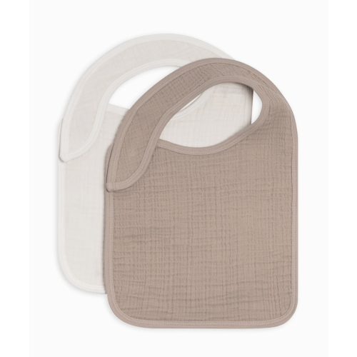 2-Pack Muslin Bibs - Beige + Coconut