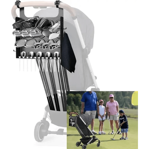 Tiga Golf Stroller Attachment - Enjoy Golf with Your Kids - Easy Installation - Universal Golf Club Holder - Ideal Golf Accessory Gift for Parents