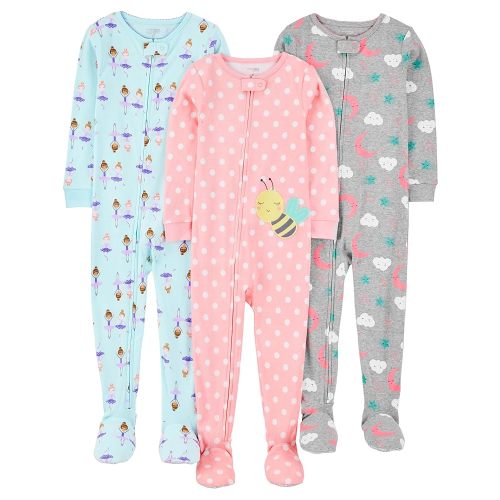 Simple Joys by Carter's Toddlers and Baby Boys' Snug-Fit Footed Cotton Pajamas, Pack of 3