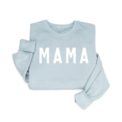 Mama Sweater - Dusty Blue with White Text, Size XL