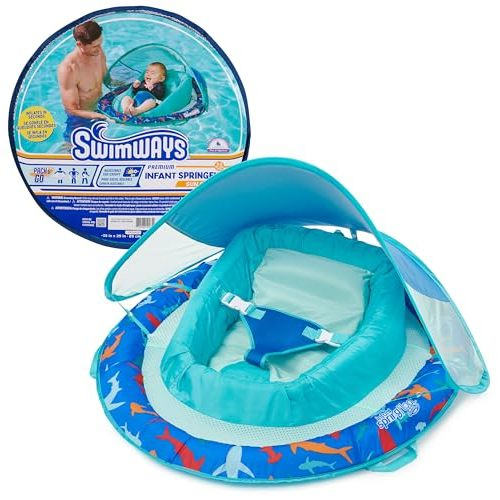 SwimWays Infant Baby Spring Float with Adjustable Sun Canopy