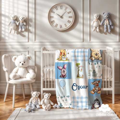 Personalized The Pooh Soft Blanket | The Pooh Nursery | Pooh | Pooh Baby Shower | Pooh Blanket | The Pooh Gift | Blue
