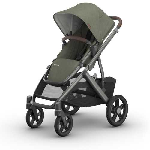 UPPAbaby Vista V3 Single-to-Double Stroller - Evelyn (Meadow Green / Graphite Frame / Chestnut Leather)
