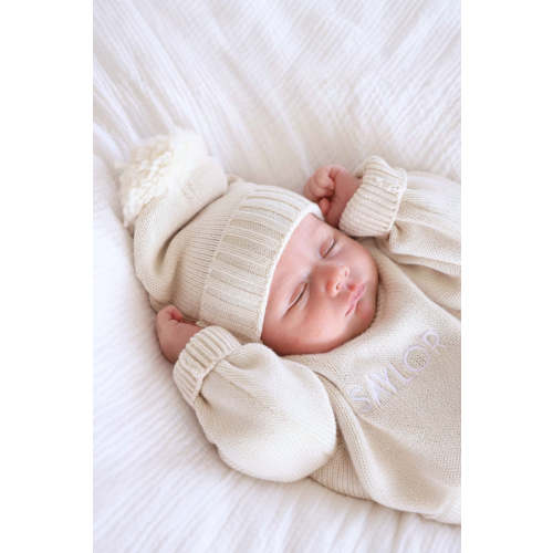 Knit Baby Pom Pom Beanie in Ash | Caden Lane