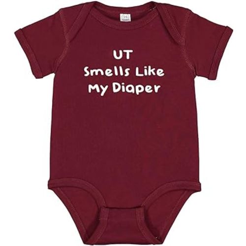 Texas A&M Fan UT Smells Like My Diaper Baby Bodysuit - Maroon