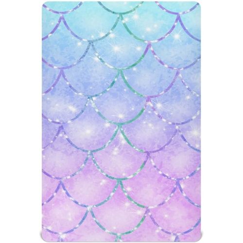 Purple Mermaid Crib Sheet for Boy Girls, Soft Breathable Fitted Toddler Sheet for Standard Crib Bed Mattress, 52 x 28 x 9 Inch