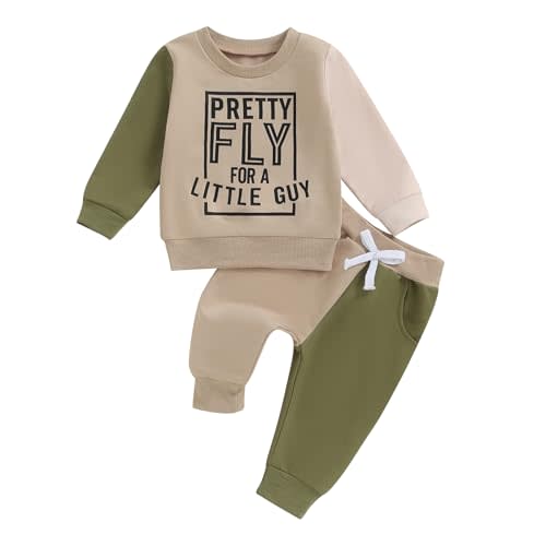 Karwuiio Toddler Baby Boy Clothes Outfits Long Sleeve Letter Sweatshirt Tops Joggers Pants Infant Fall Winter Clothes Set