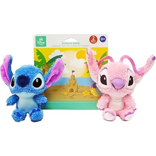 KIDS PREFERRED - Disney Baby Lilo & Stitch CUTEEZE 2 Pack Angel & Stitch Plush Stuffed Animals, Experiment 626, Multicolor,6 inches