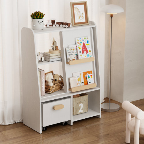 Isabelle & Max™ Kids Bookcase with Sliding Door and Drawer, Organizer Cabinet, Book Display | Wayfair