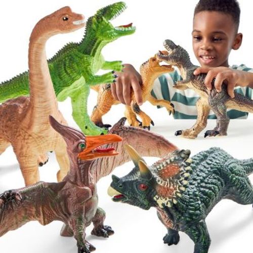 Joyfy Big Dinosaur Toys for Toddlers, Realistic Jurassic World Toys, 6Pcs Dinosaur Action Figures with an Educational Book, Gift for Kids Ages 1-5
