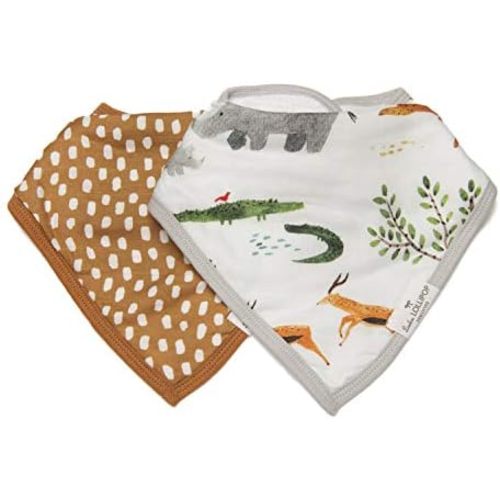 Loulou Lollipop Muslin Bandana Bib Drool Bib Set for Baby Girl and Boy, Adjustable 3 to 36 Months, 2 Pack