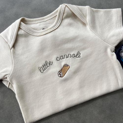 Embroidered 'Little Cannoli' Baby Bodysuit: Italian Bodysuit