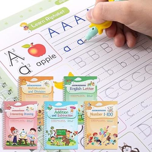 Magical Handwriting Workbooks Handwriting Practice Copybook Aid Magic Pen Reusable Copybook Grooves Template Design for Children Books Suitable for Children's Learning (5)