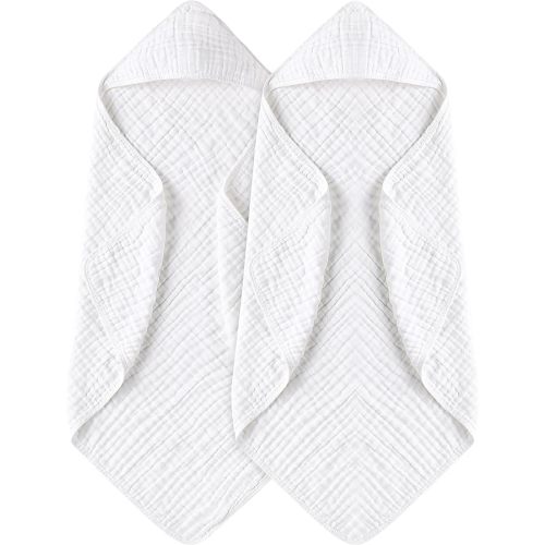 Baby Bath Towel with Hood, White-2 Pack