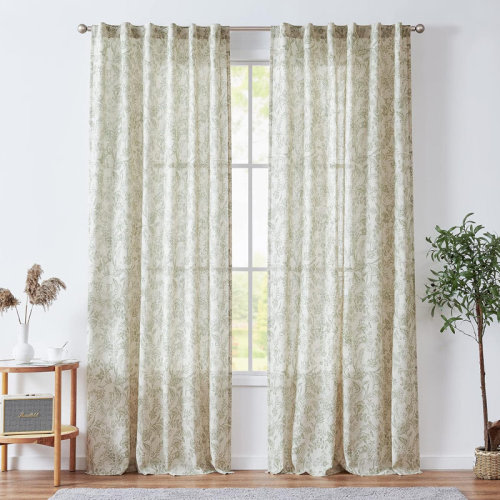Winston Porter Floral Linen Blend French Country Curtains Wayfair