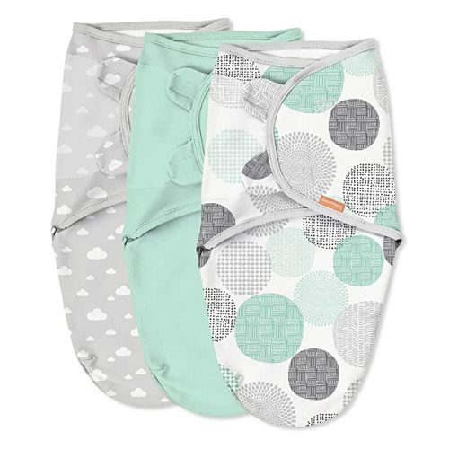 SwaddleMe by Ingenuity Original Swaddle - Size Small/Medium, 0-3 Months, 3-Pack (Floating Geo)