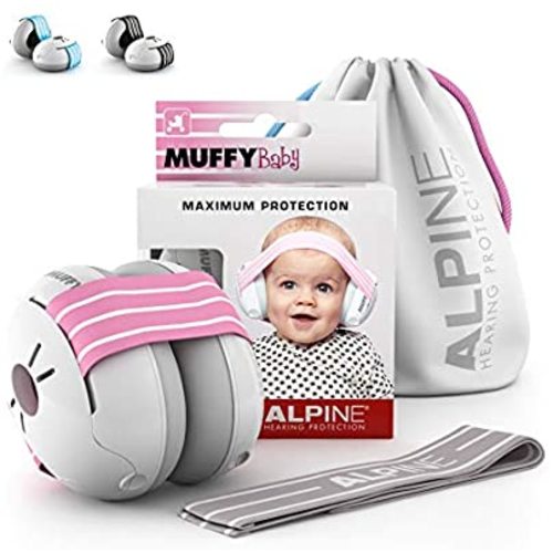 Alpine Muffy Baby Ear Protection for Newborn and Babies up to 36 Months – Noise Reduction Earmuffs for Toddlers and Children – Comfortable Infant Ear Muffs Prevent Hearing Damage & Improve Sleep, Pink