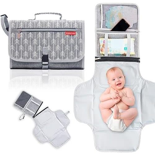 KiddyCare Portable Diaper Changing Pad for Baby Travel | Portable Changing mat for Newborn Baby Girl & Boy | Waterproof Foldable Nappy Changing Mat with Smart Wipes Pocket