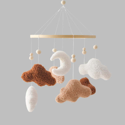 Lullaby Clouds Baby Mobile Handmade with Plush Clouds
