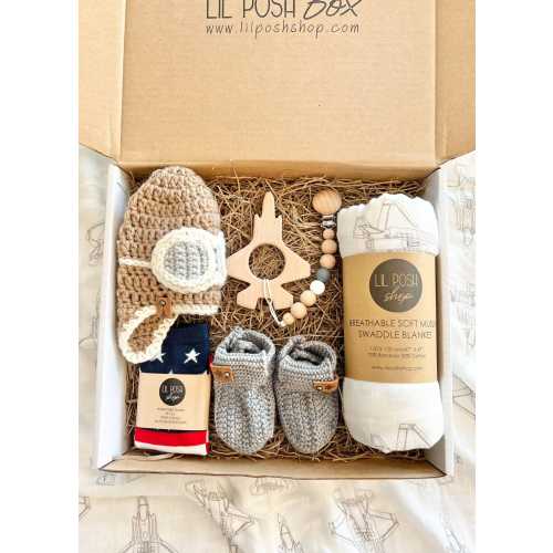 F-35A Lightning II Fighter Jet Baby Gift Bix Set in TAUPE/GREY- Newborn gift- Squadron Baby Shower- Little Aviator