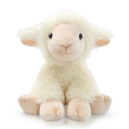 Plush Lamb Sitting Toys Stuffed Animal, Realistic Sheep Stuffed Animal Toy Characters Stuffed Filled in Limbs 8.5 Inch Soft Huggable for Kids with Stuffed Animals Easter Baptism Gift for Girls Boys