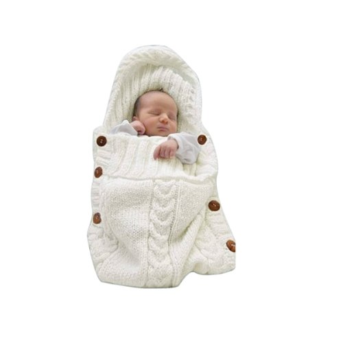 XMWEALTHY Newborn Baby Wrap Swaddle Blanket Knit Sleeping Bag Receiving Blankets Stroller Wrap for Baby (Beige) (0-6 Month)