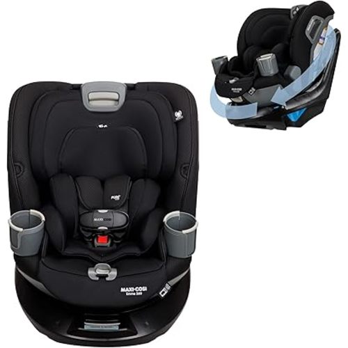 Maxi-Cosi Emme 360 Car Seat: Rotating Car Seat 360, All-in-One Convertible, Car Seat 360 Rotation, Swivel Car Seat in Midnight Black