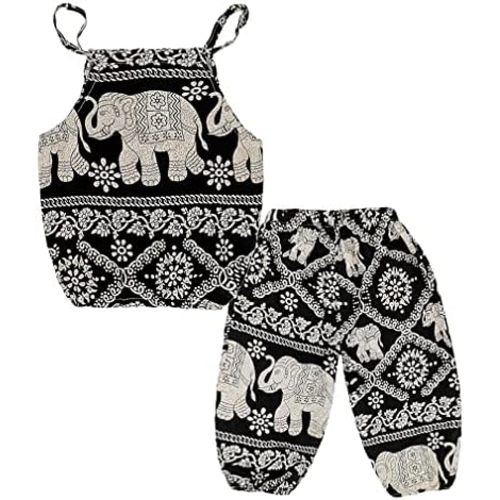 Baby Girls Boho Elephant Tops Harem Pants 2 Piece Outfits