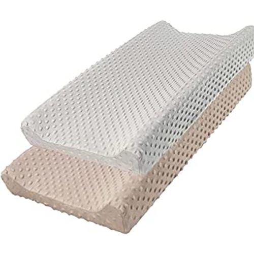 Owlowla Changing Pad Cover, Soft Minky Dots Changing Table Sheets for Baby Boy and Girl 2Pack (Silver Grey&Khaki)