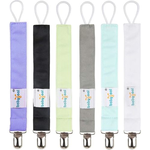 Babygoal Pacifier Clips, 6 Pack Pacifier Holder for Boys and Girls Fits for Most Pacifier Styles & Baby Toys and Baby Gift 6MP15