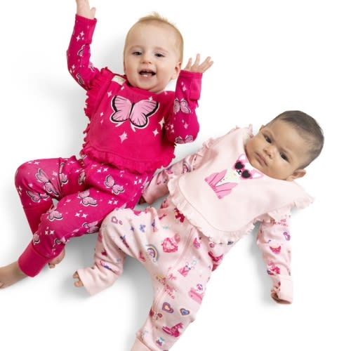Paris Hilton x Monica + Andy Organic Cotton Ruffle One-Piece and Bib Set, Sizes Newborn-24 Months