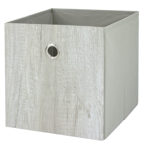 Mainstays Collapsible Fabric Cube Storage Bin, Grey Wood Grain
