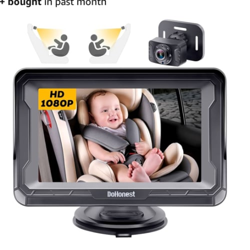 DoHonest Baby Car Camera HD 1080P - Rear-Facing Car Baby Monitor with Night Vision, Adjustable View Angle, Easy Setup, Anti-Glare Display, Safety for Kids & Infants