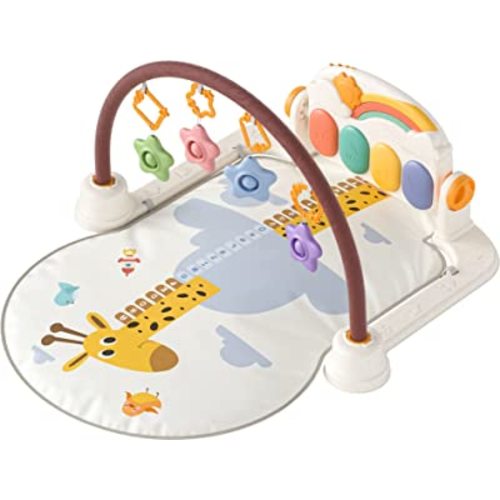 TUMAMA Baby Gym Activity Play Mat with Sounds,Lights and Music, Play Piano Gym,Early Development Light Up Playmat Toy Gift for Newborn Infants 0,3,6,9months (Giraffe)