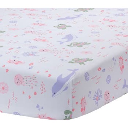 Sea Dreams Soft 100% Cotton Nautical Ocean Fitted Crib Sheet