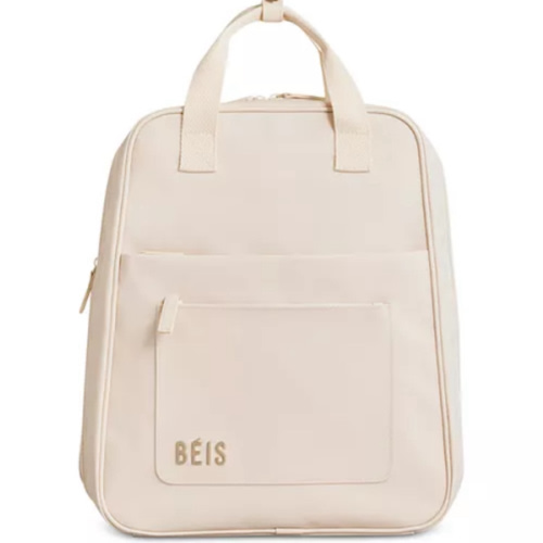 BÉIS 'The Expandable Backpack' in Beige - Expandable Travel Backpacks