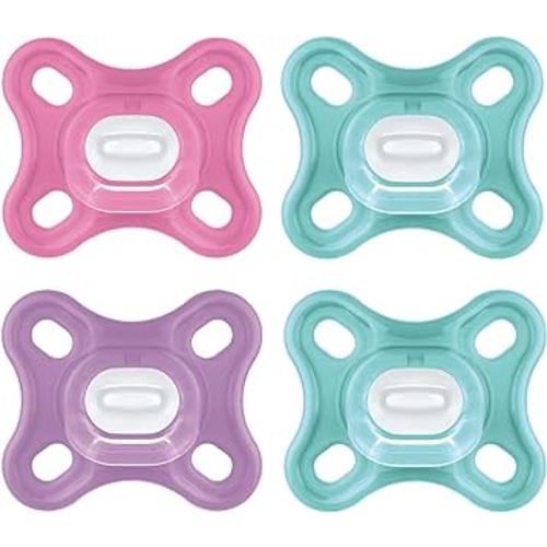 MAM Comfort Baby Pacifier, 100% Lightweight Silicone Pink/Purple/Blue (4 Count)