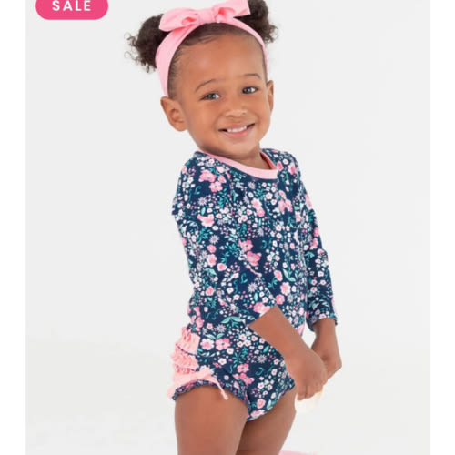 Floral Long Sleeve One Piece Rash Guard