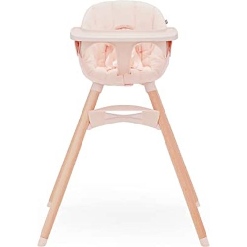 Lalo The Chair Convertible 3-in-1 High Chair - Wooden High Chair for Babies & Toddlers, Baby High Chair with Dishwasher Safe Tray, Adjustable Footrest & Machine Washable High Chair Cushion, Grapefruit