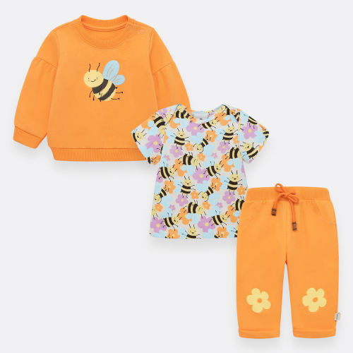 Conjunto para bebé niña de buzo + camiseta + sudadera