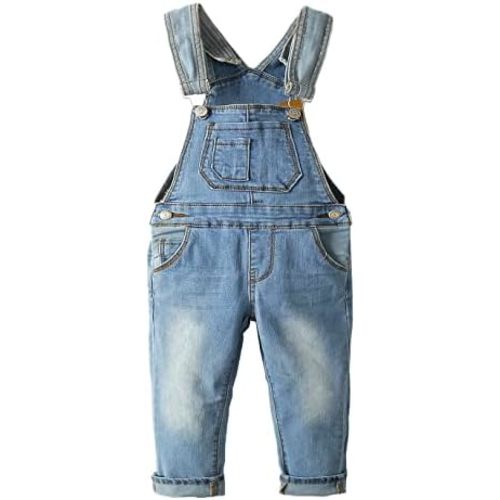 KIDSCOOL SPACE Baby Toddler 2 Buttons Adjustable Straps Fashion Jean Overall