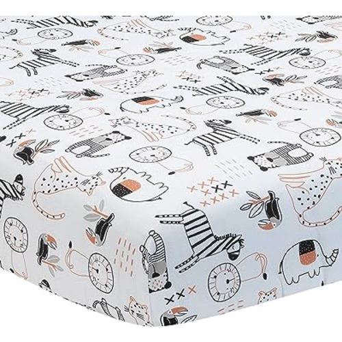 Lambs & Ivy Patchwork Jungle Cotton Fitted Crib Sheet, Multicolor, (718006B)