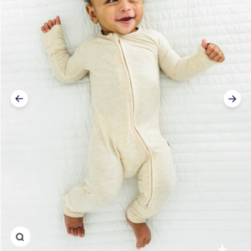 Heather Oatmeal Ribbed Zippy - Little Sleepies