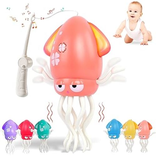 Sachie Dancing Octopus Baby Toy – Electric Crawling Octopus with Music & Lights, Rechargeable Sensory Toy for Infants & Toddlers, Fun Learning Gift for Boys & Girls(Pink)