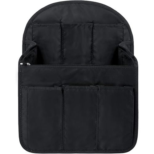 Surblue Backpack Organizer Insert Liner Hanging Travel Rucksack Purse and Handbag Insert Pocket, High-capacity Divider Foldable Nylon Shoulder Bag Organizer for Men and Women, (Black, L)